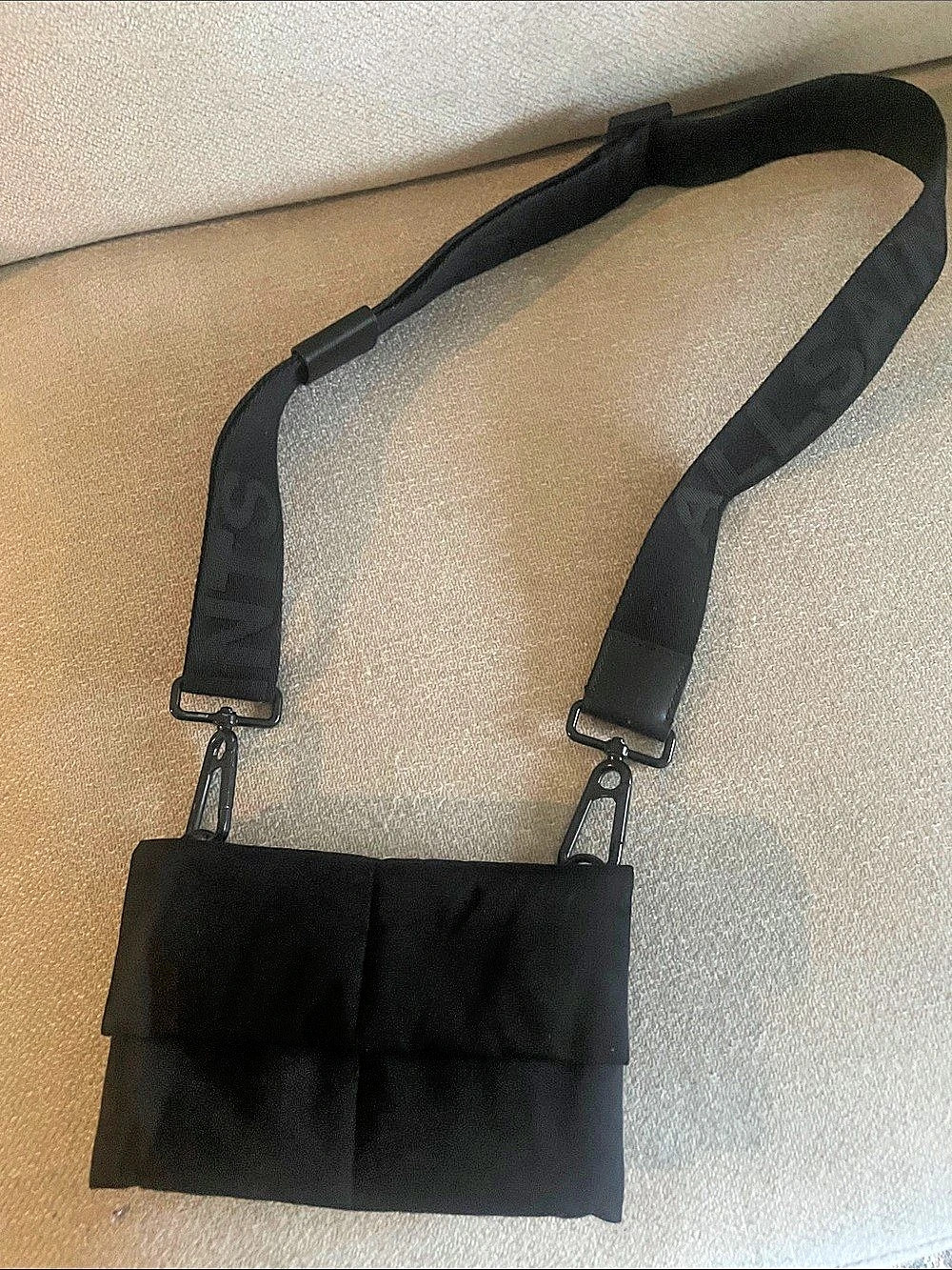 All Saints Quilted Nylon Crossbody Bag Black
